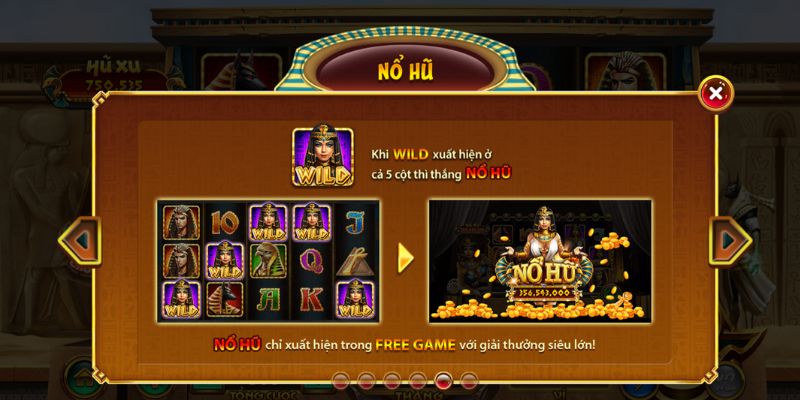 Biểu tượng Wild được thể hiện bằng hình ảnh mặt nạ vàng Pharaoh 